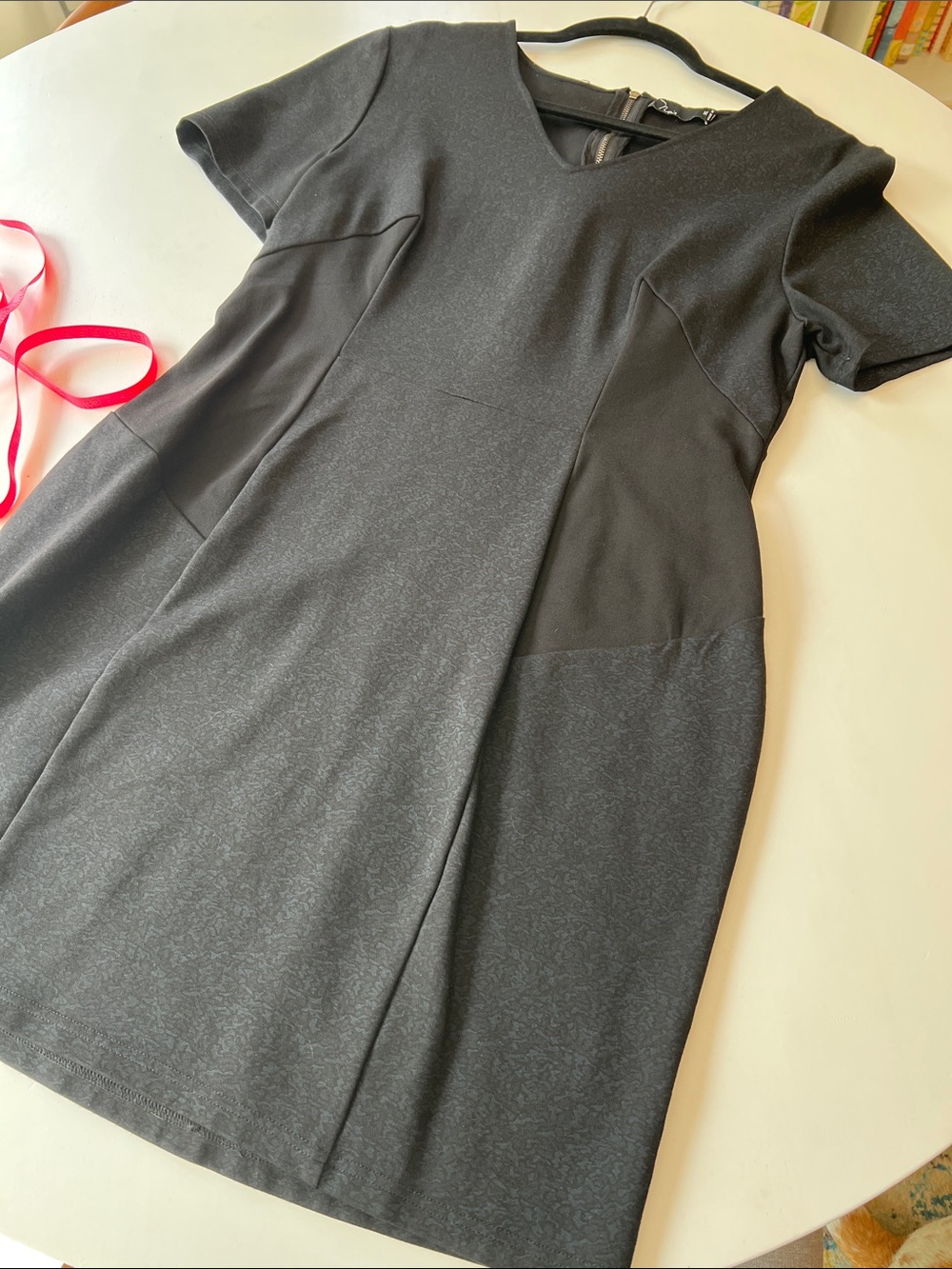 nOir Black and Navy  V-Neck Short Sleeve Mini Dress